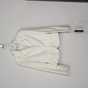 TAHARI ARTHUR S. LEVINE Cream Winter White Viscose Woven Blazer Jacket